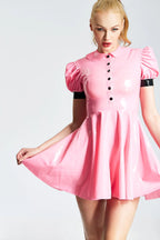 Bubblegum Pink, trim color is Black 'Lolita' Maid Latex Dress
