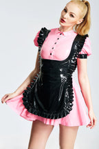 Bubblegum Pink, trim color is Black 'Lolita' Maid Latex Dress