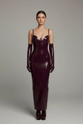 Burgundy Long Latex Dress