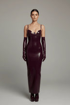 Burgundy Long Latex Dress