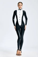Black Buttons 'n' Bow Latex Catsuit