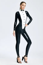 Black Buttons 'n' Bow Latex Catsuit
