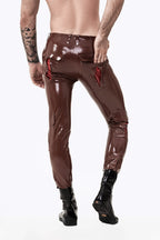Chocolate Male Latex 'Cargo' Pocketed Latex Jeans