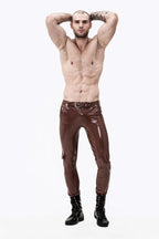 Chocolate Male Latex 'Cargo' Pocketed Latex Jeans