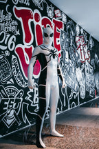 Cream White Male 'White Steppe' Spidey Latex Catsuit
