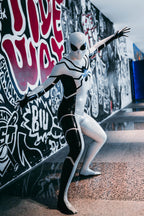 Cream White Male 'White Steppe' Spidey Latex Catsuit