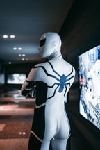 Cream White Male 'White Steppe' Spidey Latex Catsuit