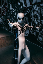 Cream White Male 'White Steppe' Spidey Latex Catsuit