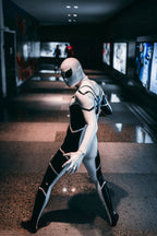 Cream White Male 'White Steppe' Spidey Latex Catsuit