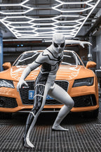 Cream White Male 'White Steppe' Spidey Latex Catsuit