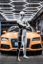 Cream White Male 'White Steppe' Spidey Latex Catsuit