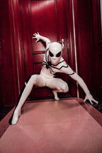 Cream White Male 'White Steppe' Spidey Latex Catsuit