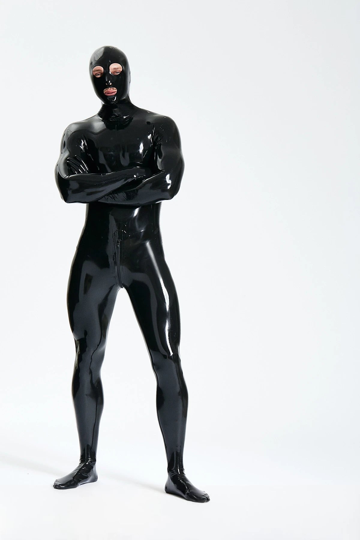 Dark Blue Male Standard 'Gimp' Fully-Enclosed Latex Catsuit
