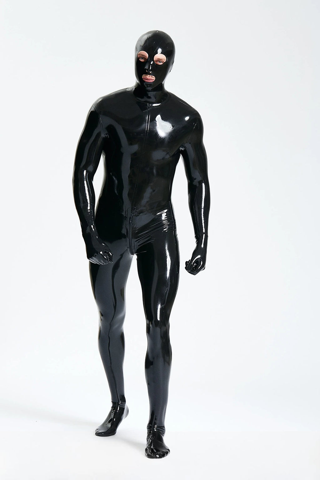 Dark Blue Male Standard 'Gimp' Fully-Enclosed Latex Catsuit