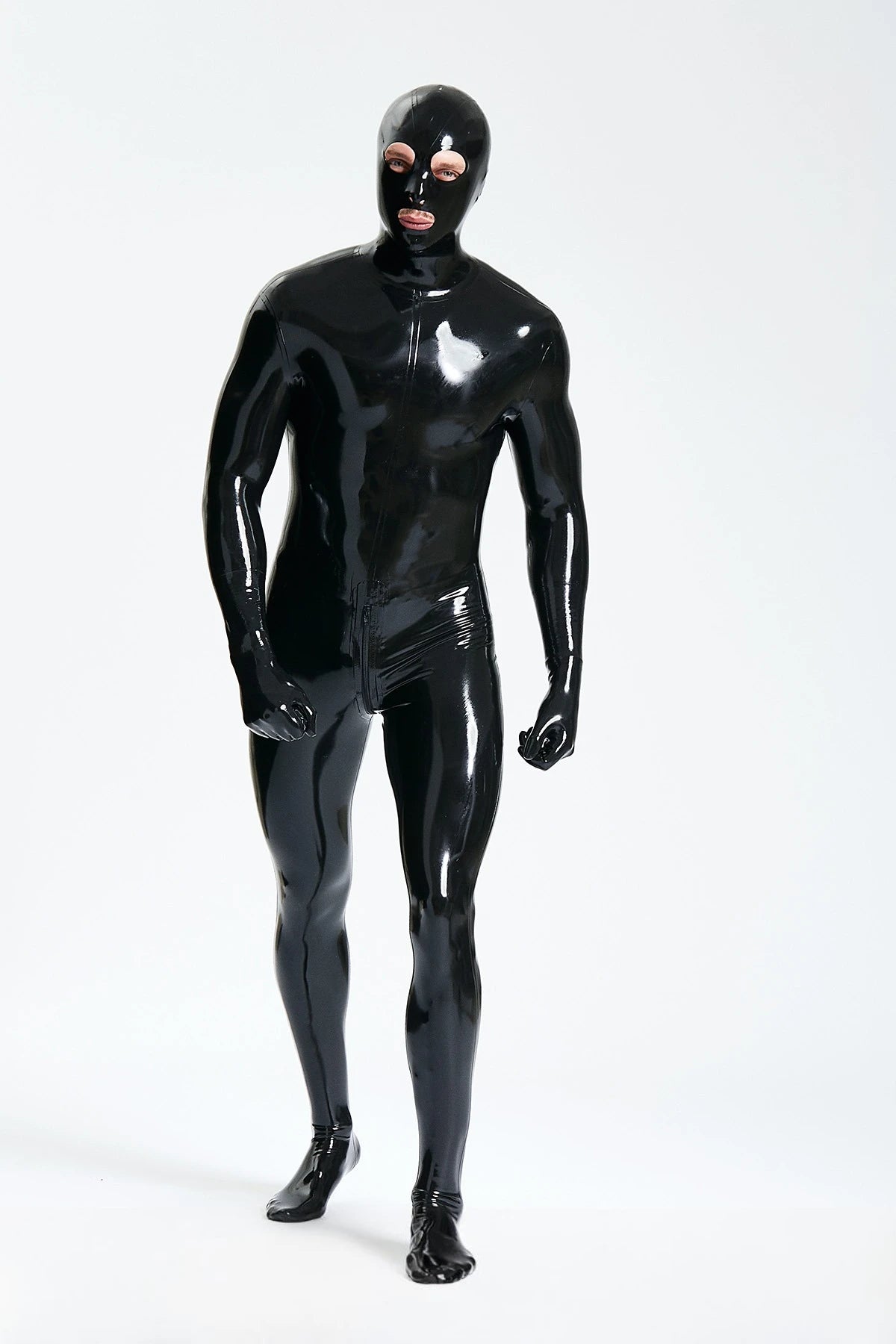 Dark Blue Male Standard 'Gimp' Fully-Enclosed Latex Catsuit