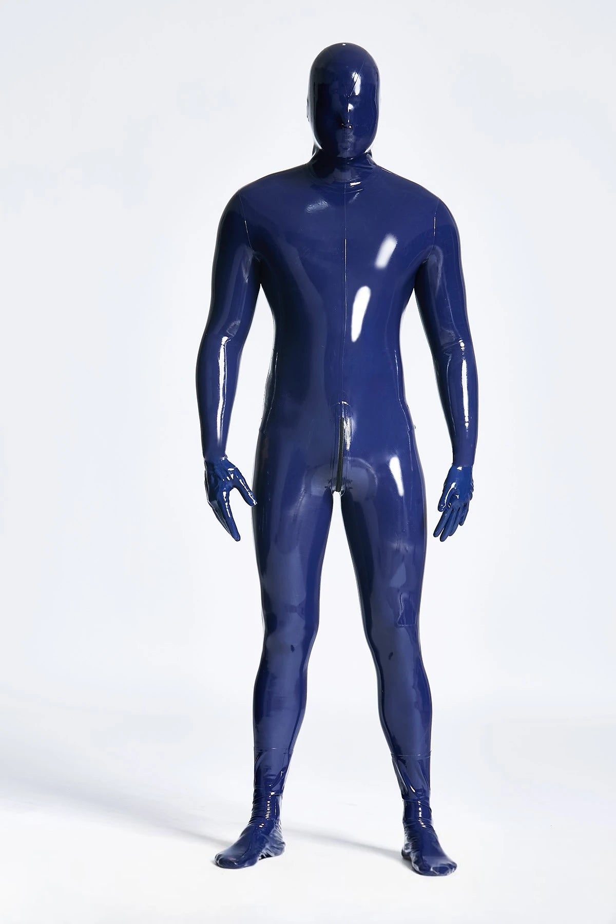 Dark Blue Male Standard 'Gimp' Fully-Enclosed Latex Catsuit