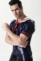 Dark Blue Male Latex 'Jack Tar' Naval T-Shirt