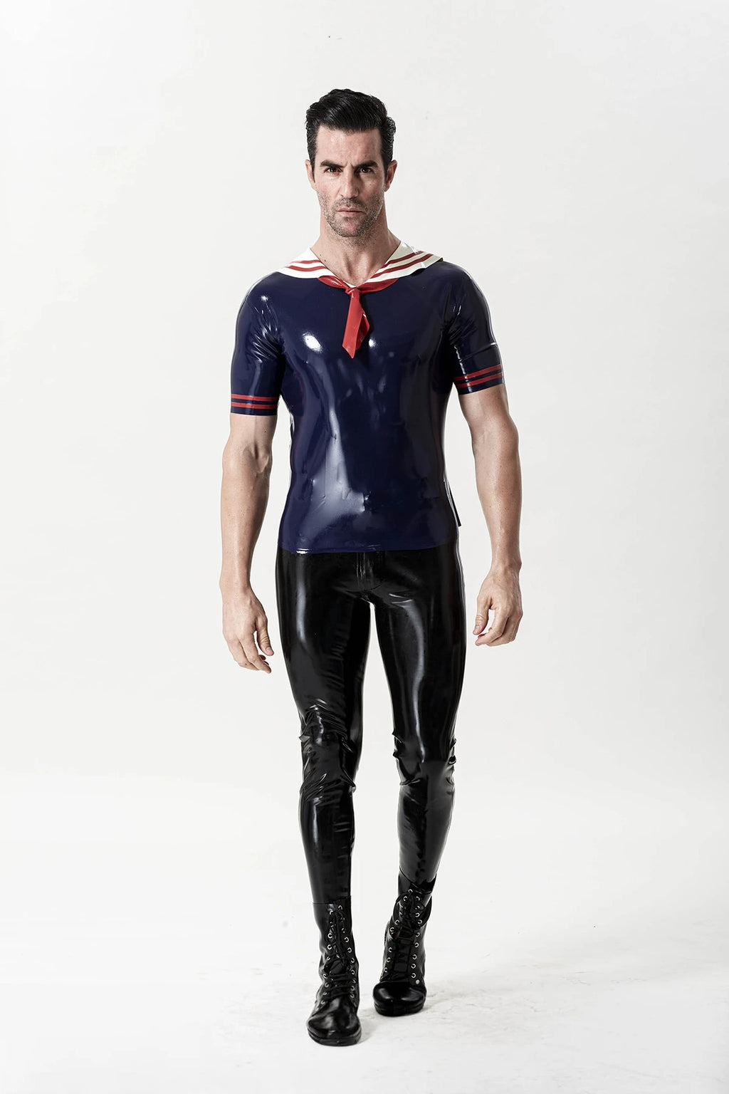 Dark Blue Male Latex 'Jack Tar' Naval T-Shirt
