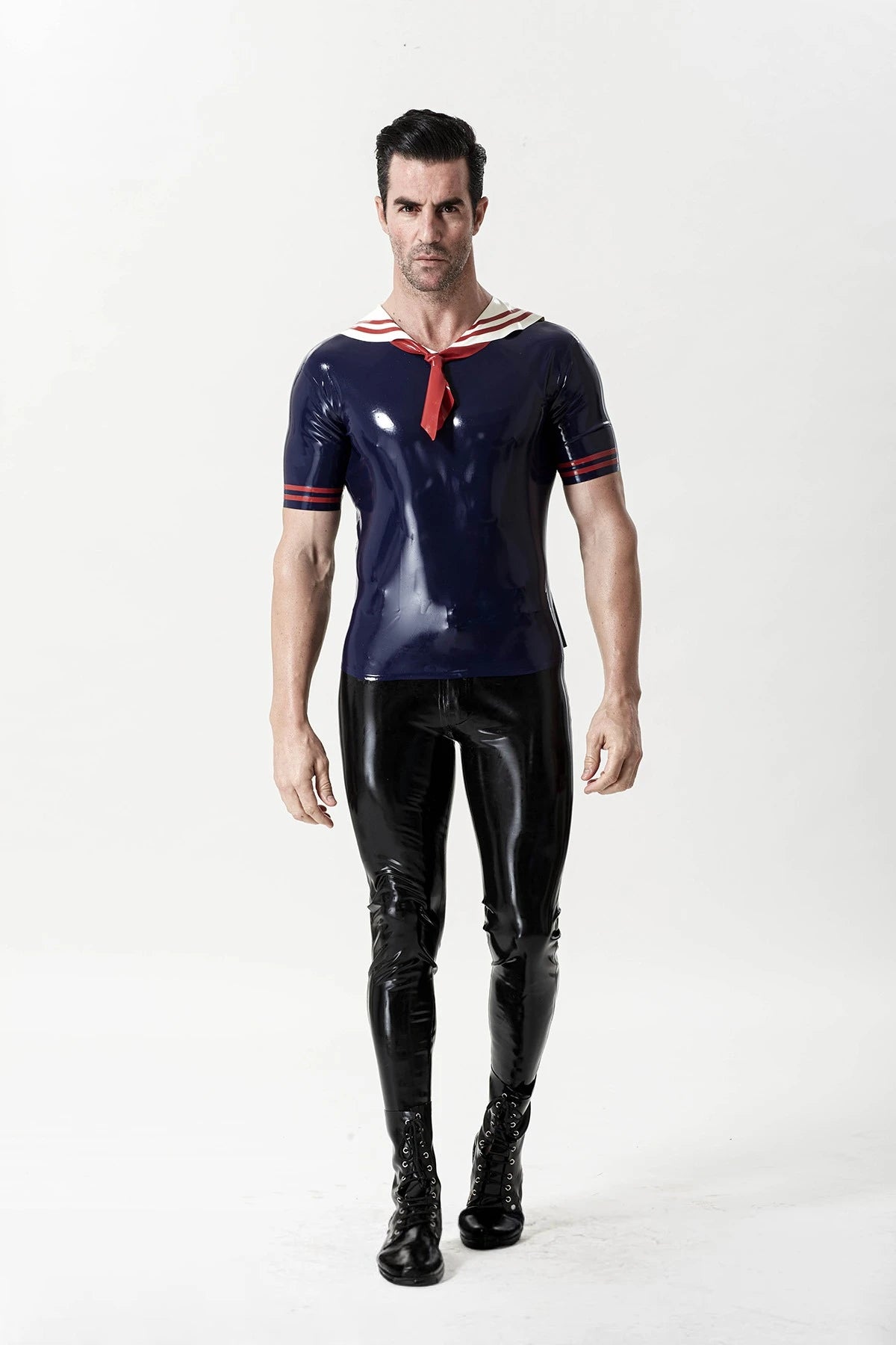 Dark Blue Male Latex 'Jack Tar' Naval T-Shirt