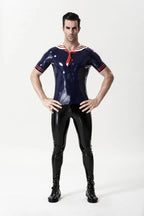 Dark Blue Male Latex 'Jack Tar' Naval T-Shirt