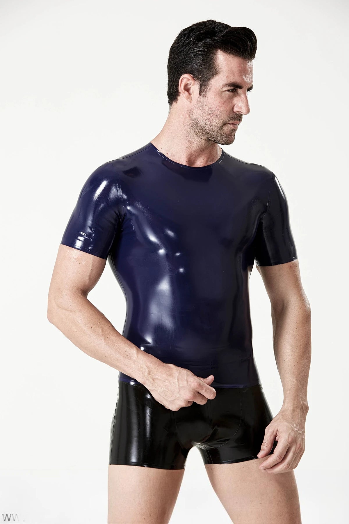 Dark Blue Male 'Back Spider' Latex T-Shirt