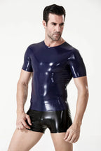 Dark Blue Male 'Back Spider' Latex T-Shirt