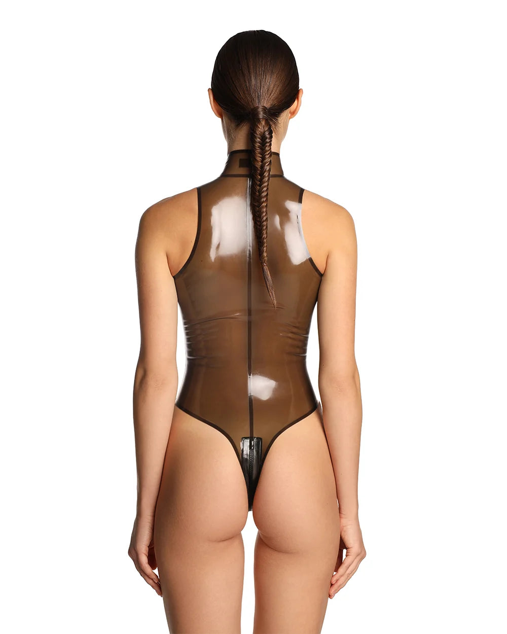 "Entropy" Latex Bodysuit — Smoky Black