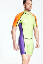 Grass Green Male 'Multicolor' Shoulder-Zip Latex Surfsuit