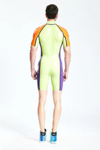 Grass Green Male 'Multicolor' Shoulder-Zip Latex Surfsuit