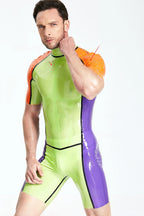Grass Green Male 'Multicolor' Shoulder-Zip Latex Surfsuit