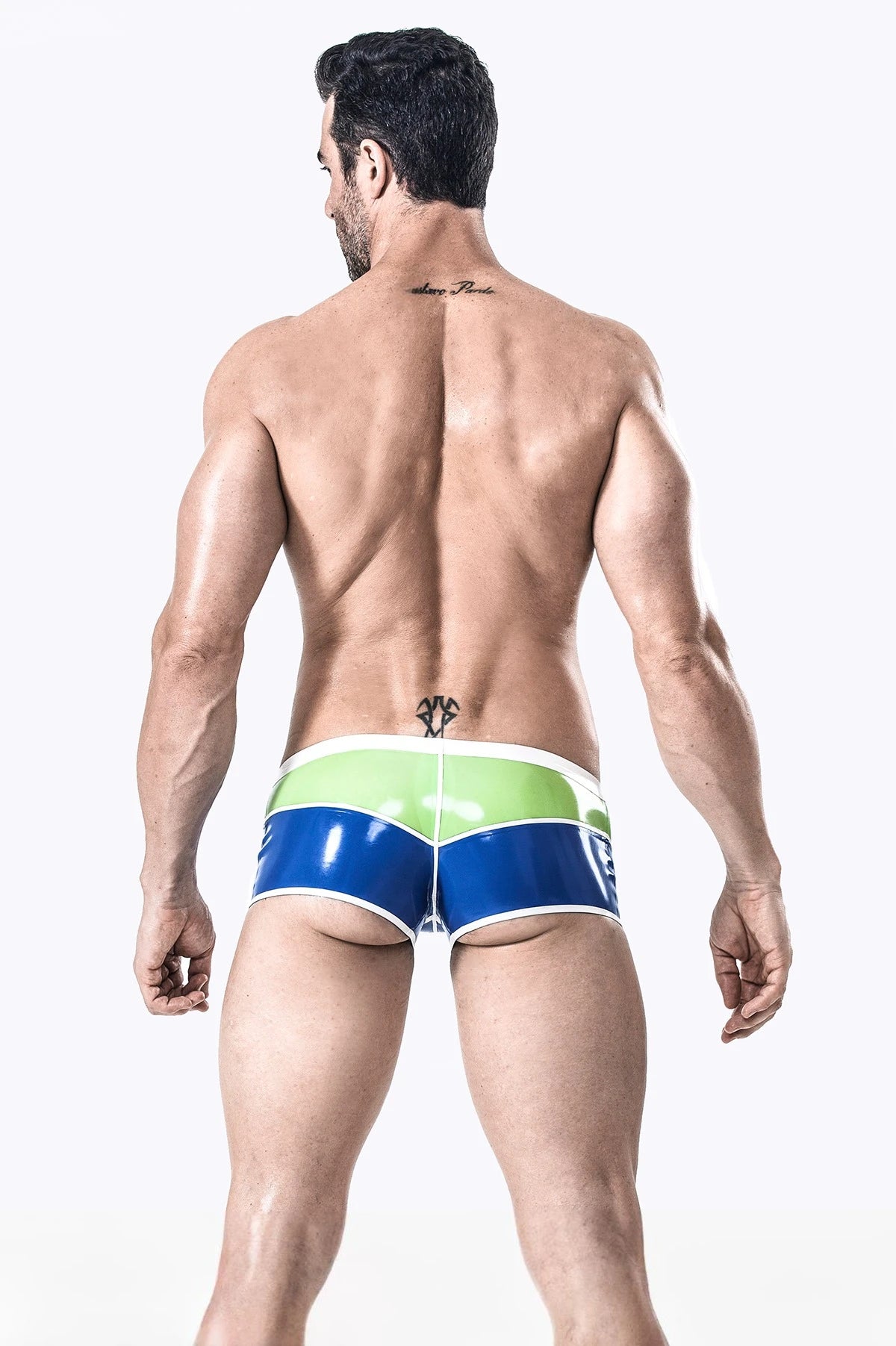 Grass Green Male Latex 'Hot Man' Geometric Briefs