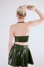 Green Latex Neckholder Crop Top