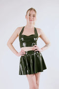 Green Latex Neckholder Crop Top