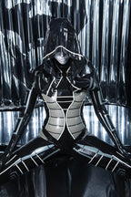 Black 'Heloise' Hooded Latex Catsuit