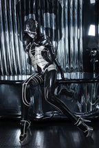 Black 'Heloise' Hooded Latex Catsuit