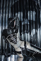 Black 'Heloise' Hooded Latex Catsuit