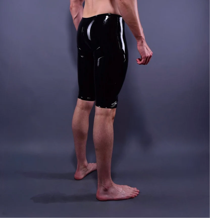 Knee-Length 0.40mm Latex Shorts with Crotch Zip
