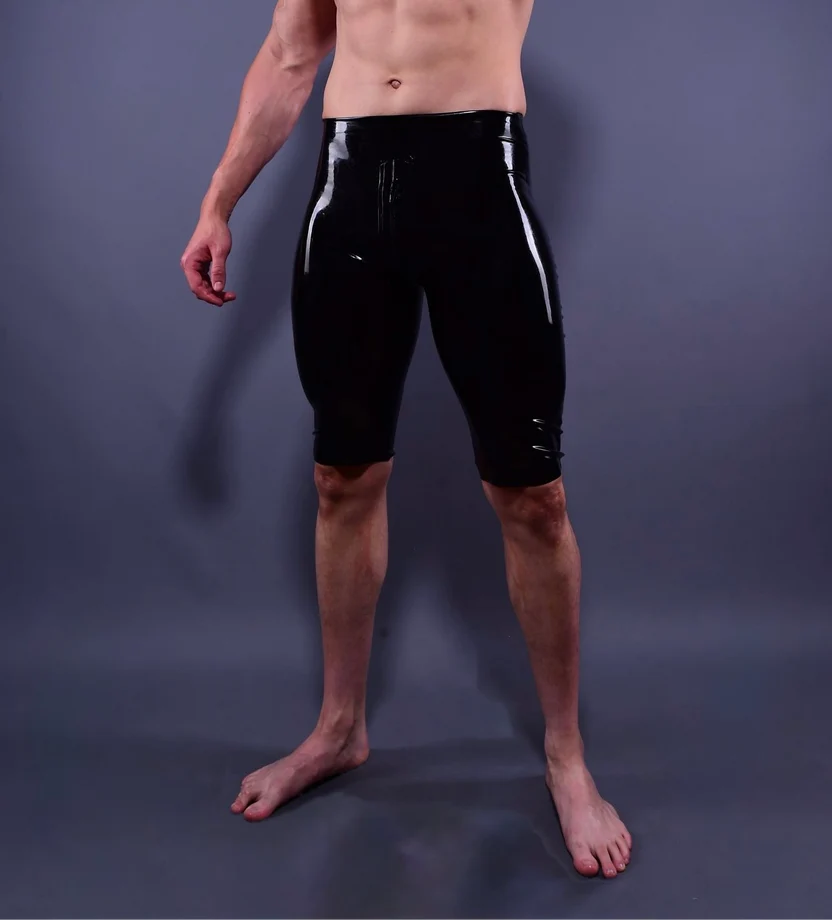 Knee-Length 0.40mm Latex Shorts with Crotch Zip