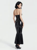 Latex Arabella Rubber Hobble Dress in Black