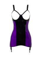 Latex BDSM Dress with Snap-Zip Back — Black & Purple
