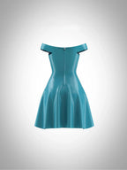 Latex Bimbette Skater Dress — Turquoise