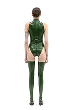 Latex Bodysuit in Metallic Green — Zipper Closure