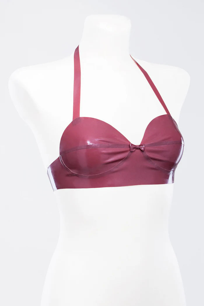 Latex Bra with Bow Detail — Clasp-Free with Optional Button Back