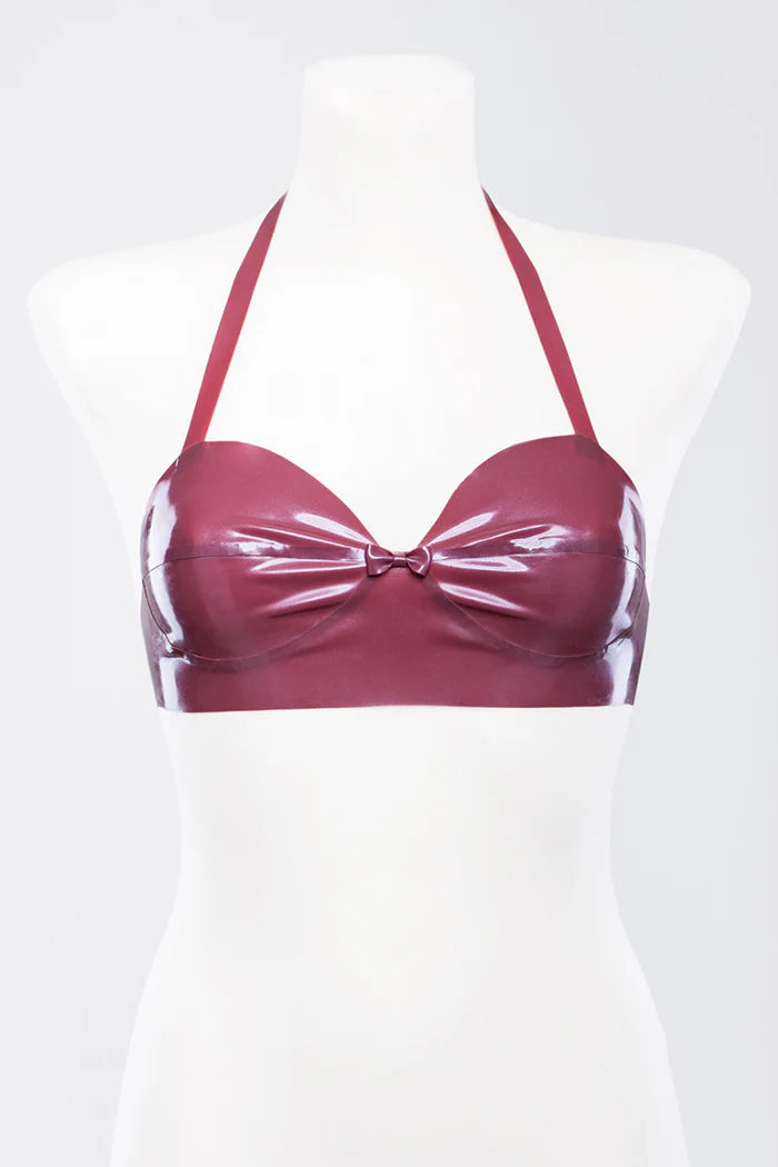 Latex Bra with Bow Detail — Clasp-Free with Optional Button Back