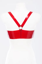 Latex Bra with Three Decorative Metal Rings — Clasp-Free