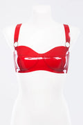 Latex Bra with Three Decorative Metal Rings — Clasp-Free