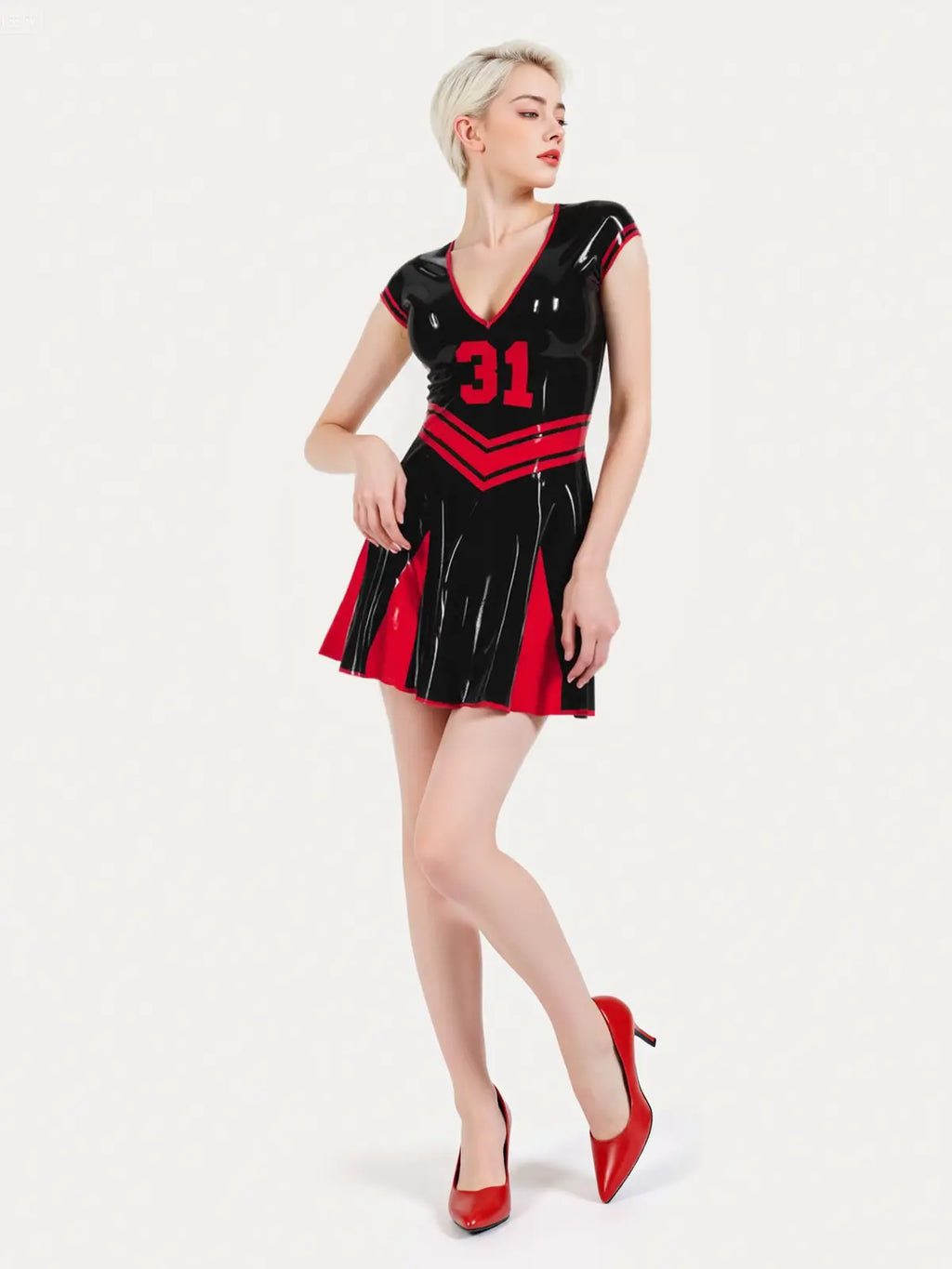 Latex Cheerleader Bodysuit Dress