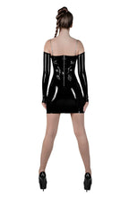 Latex Cocktail Dress — Sleeveless, Defined Waist & Decorative Lines