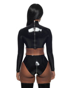 Latex Crop Top with Bra Wire and Back Zip