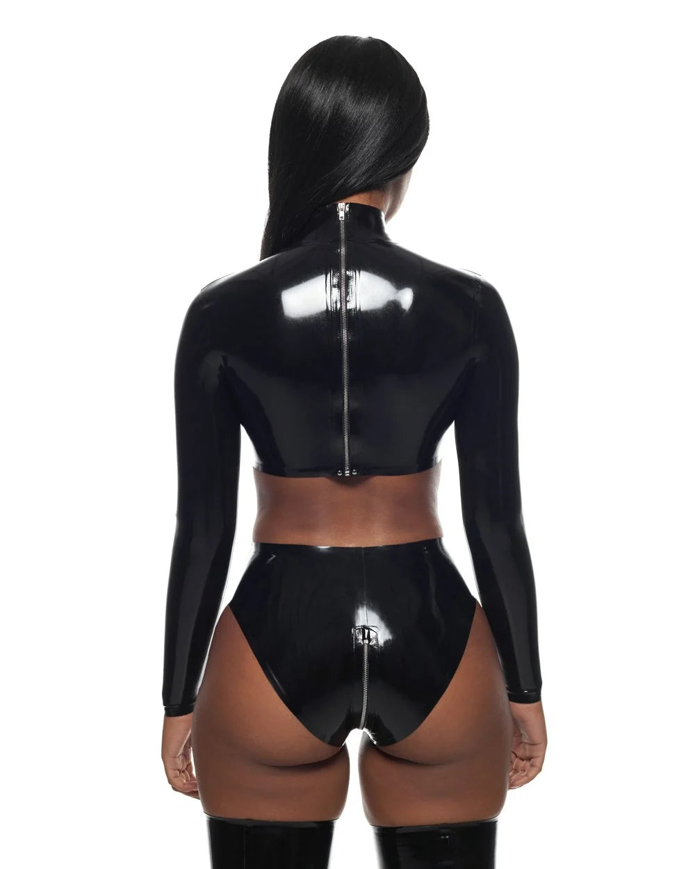 Latex Crop Top with Bra Wire and Back Zip